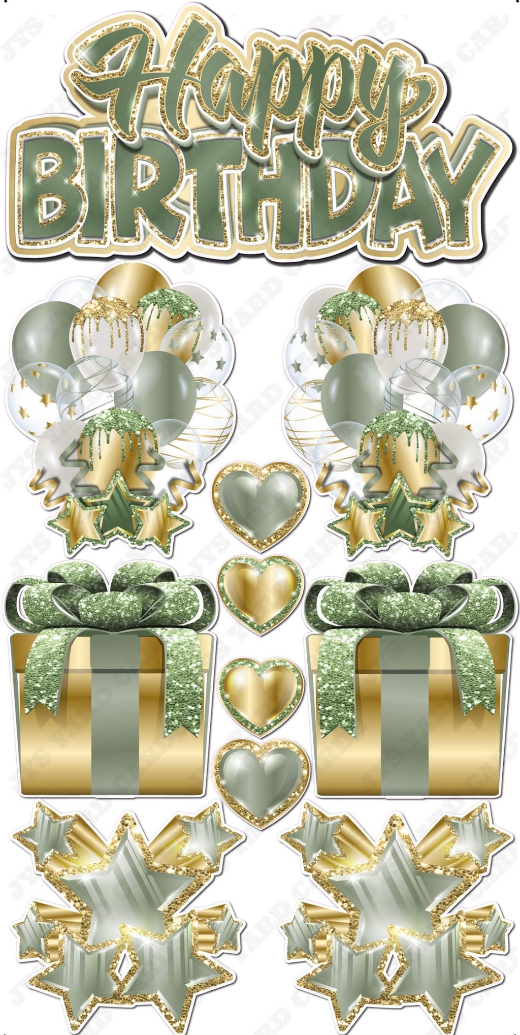 JAZZY QUICK SET: Sage Green & Gold - Yard Card Signs by JYS International