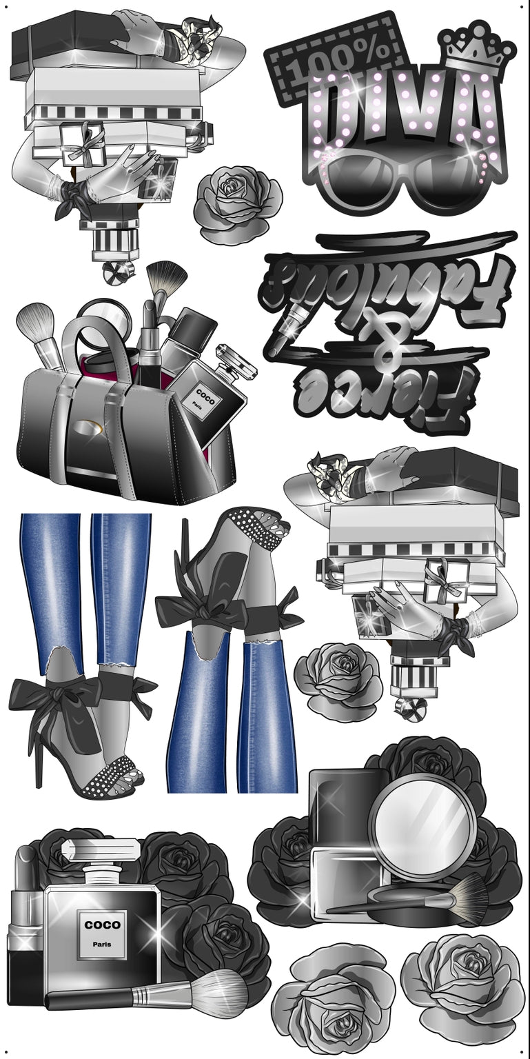 HIGH FASHION: Silver & Black - Yard Card Signs by JYS International