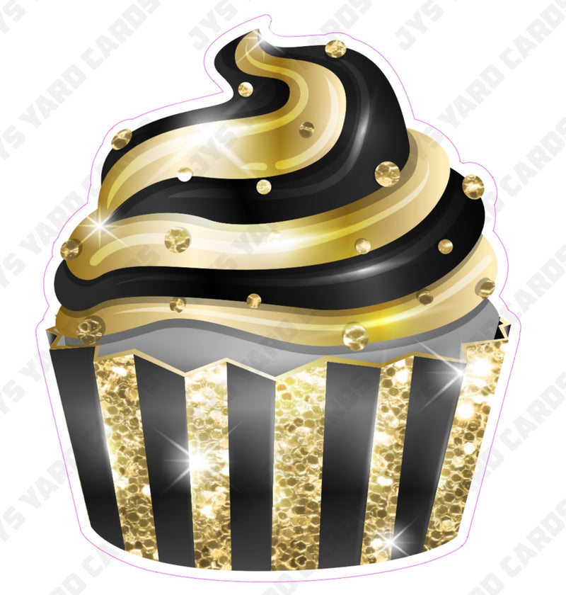 CUPCAKE: Black & Gold - Yard Card Signs by JYS International