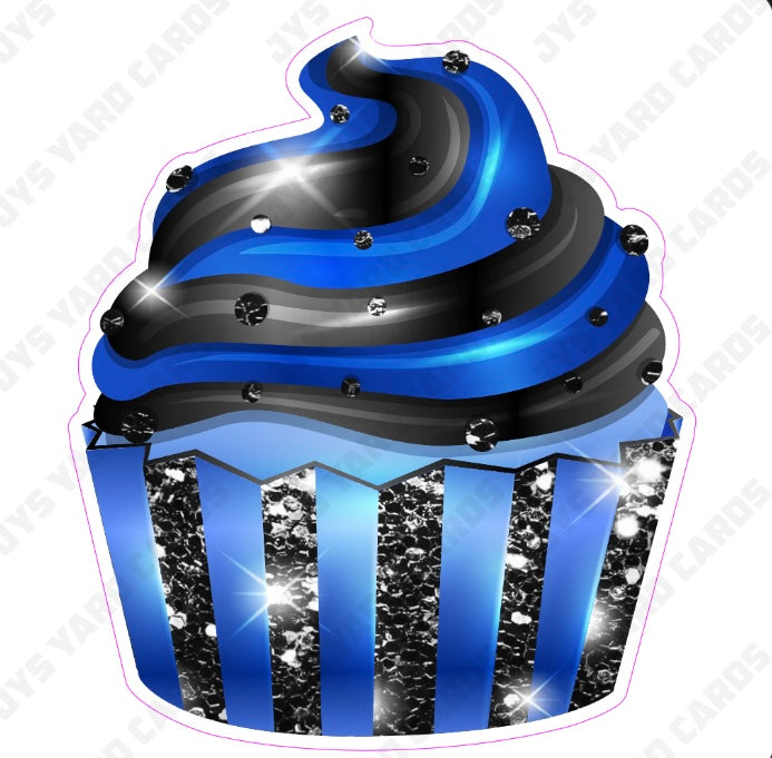 CUPCAKE: Blue & Black - Yard Card Signs by JYS International