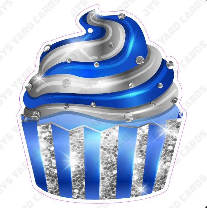 CUPCAKE: Blue & Silver - Yard Card Signs by JYS International