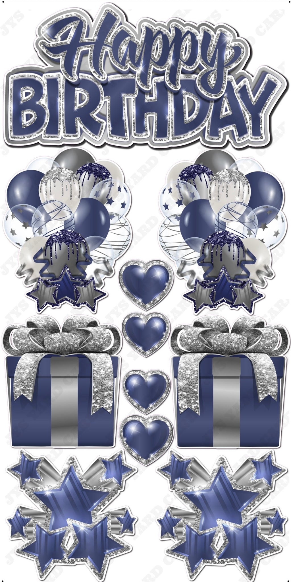 JAZZY QUICK SET: Navy & Silver - Yard Card Signs by JYS International