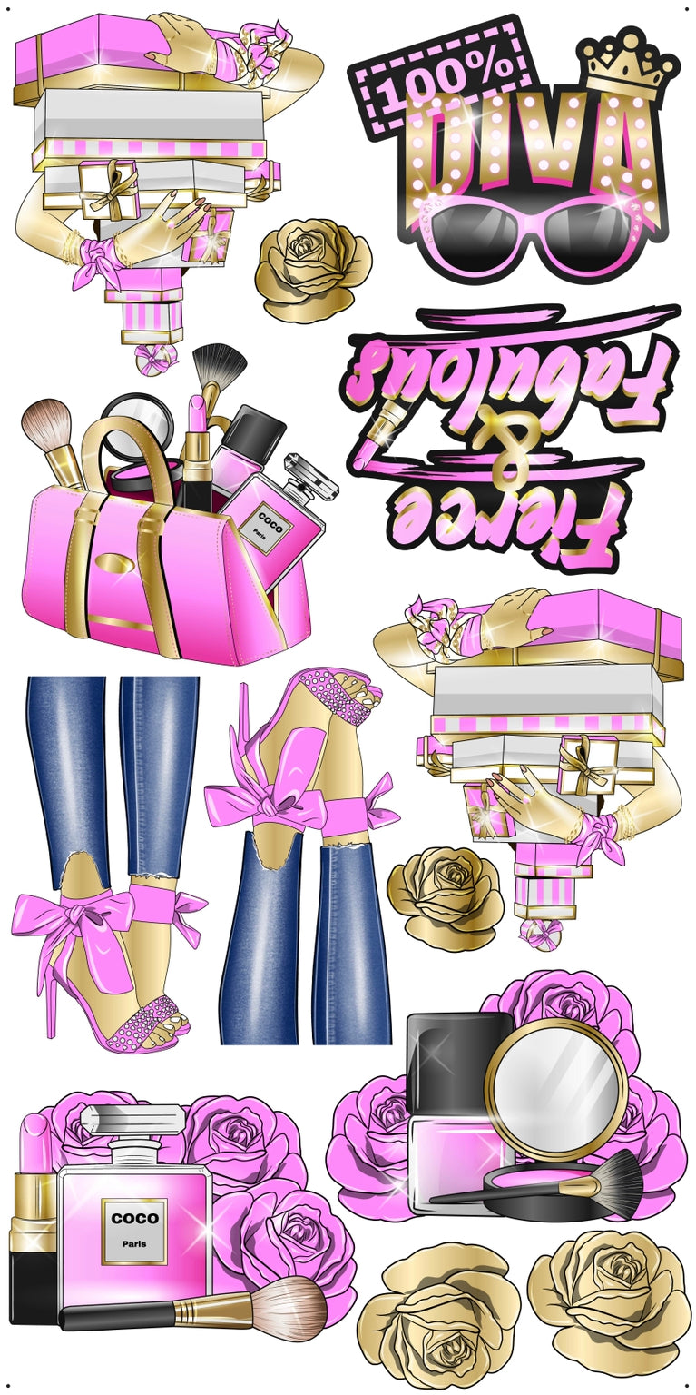 HIGH FASHION: Gold & Pink - Yard Card Signs by JYS International