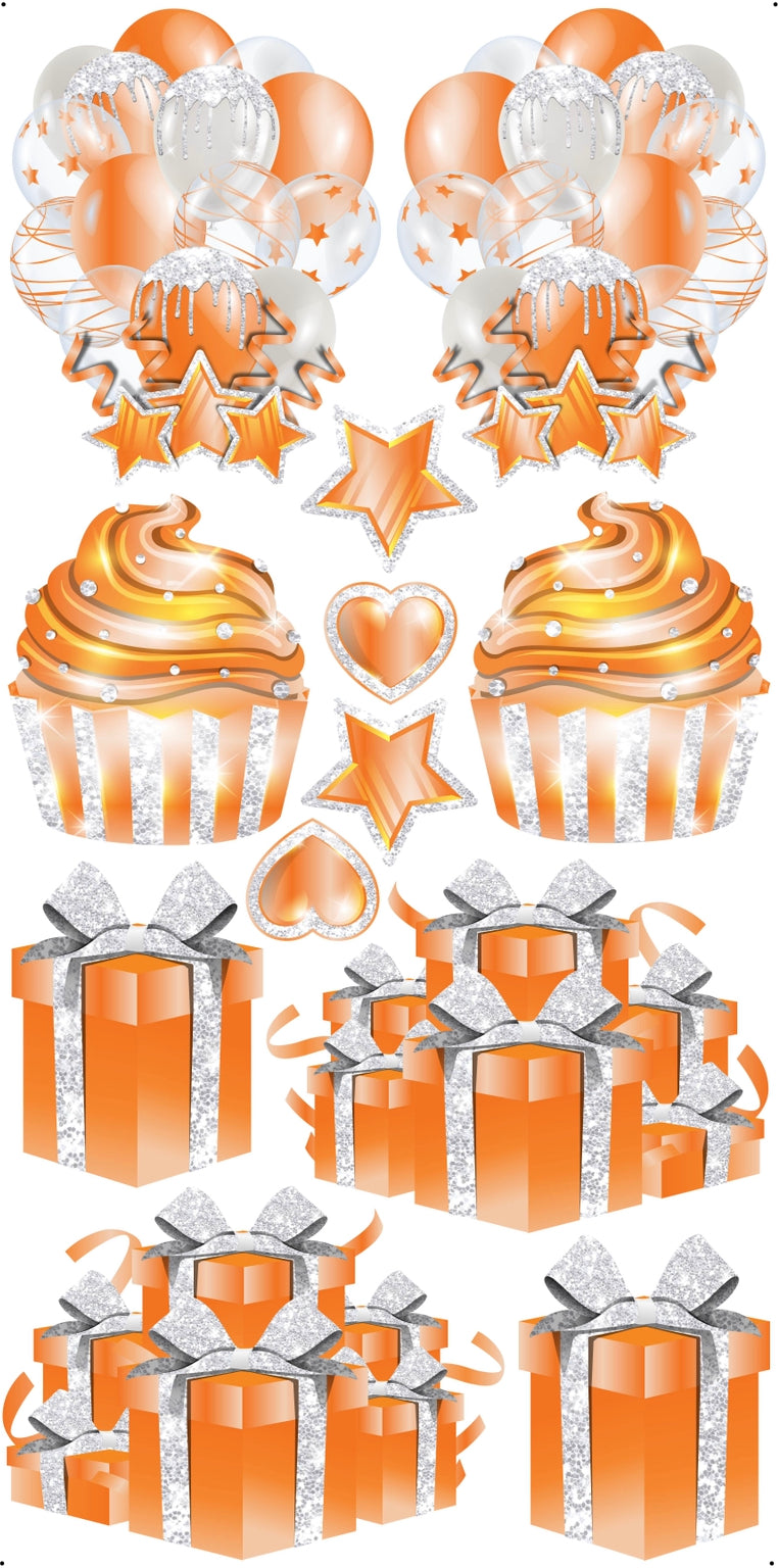 JAZZY FLAIR: Orange & White Glitter - Yard Card Signs by JYS International