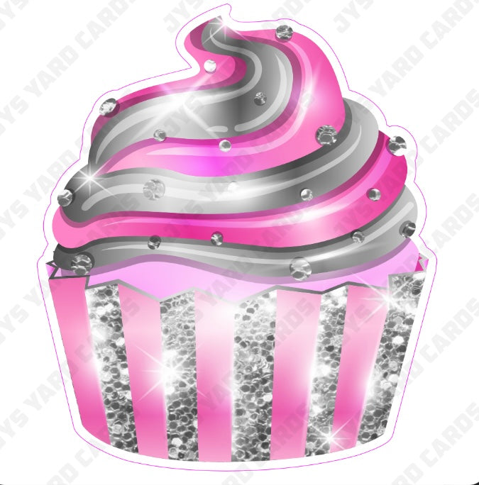 CUPCAKE: Pink & Silver - Yard Card Signs by JYS International