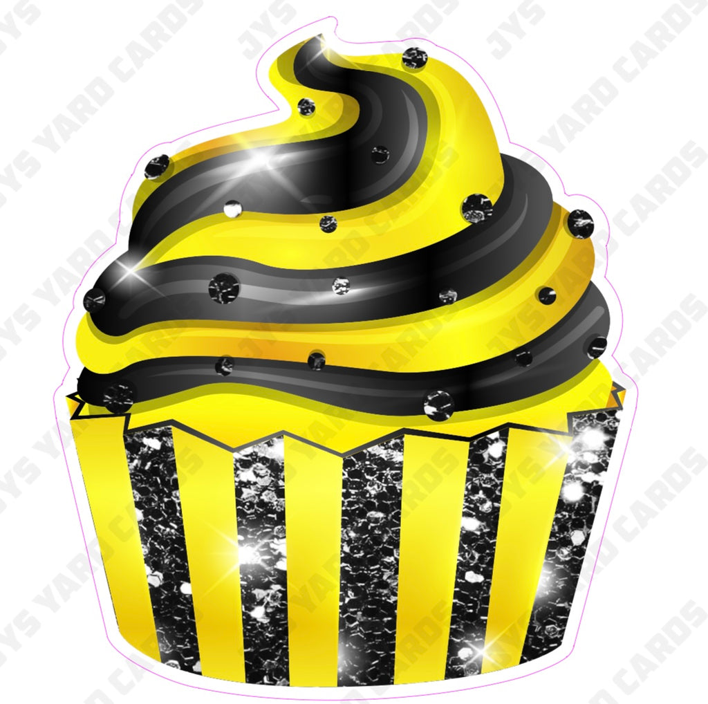 CUPCAKE: Yellow & Black - Yard Card Signs by JYS International