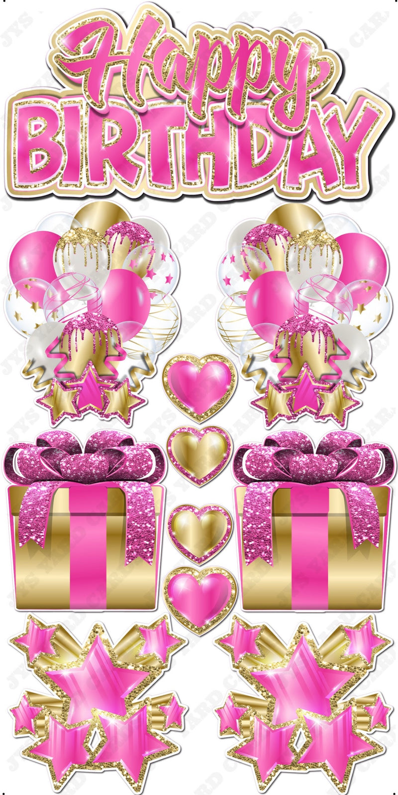 JAZZY QUICK SET: Pink & Gold - Yard Card Signs by JYS International