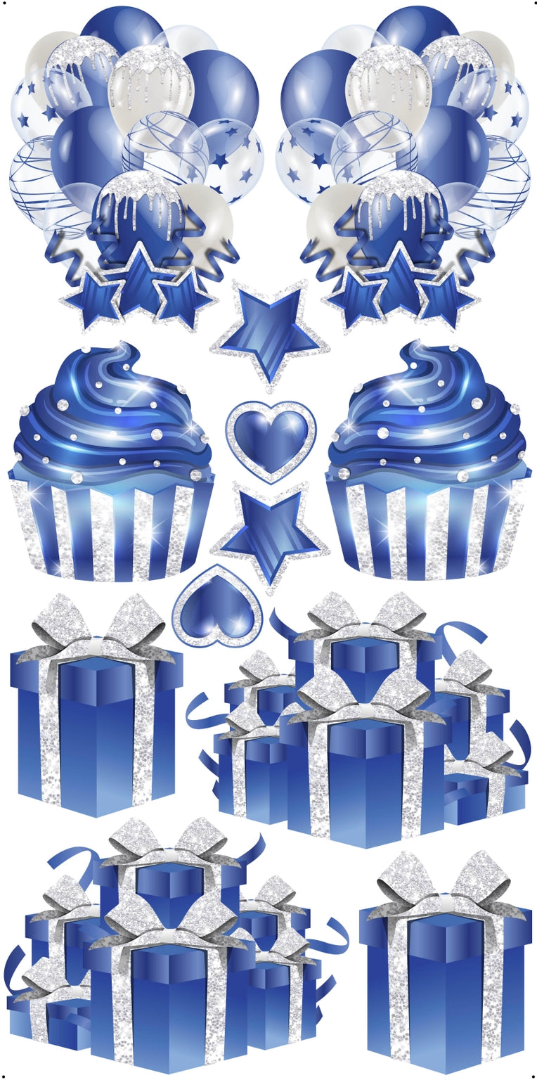 JAZZY FLAIR: Blue & White Glitter - Yard Card Signs by JYS International