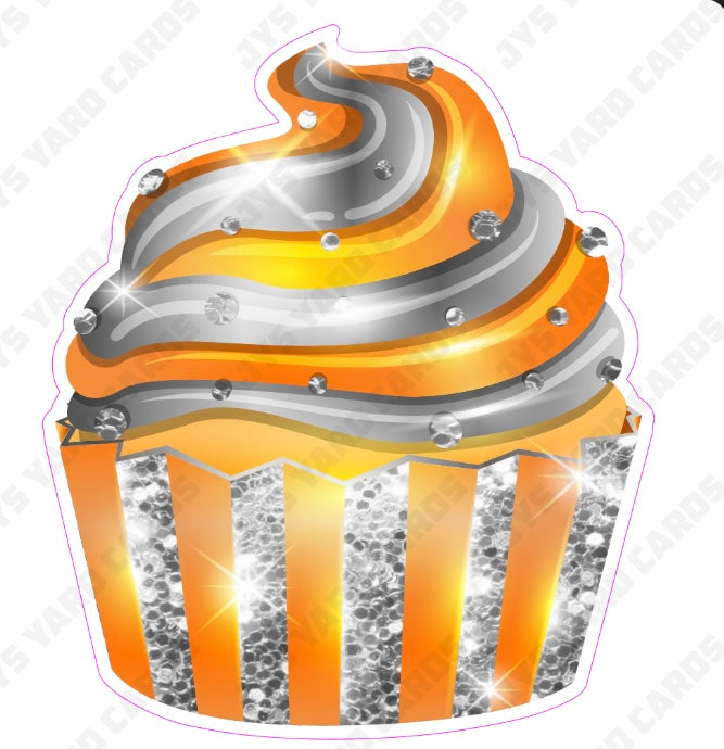 CUPCAKE: Orange & Silver - Yard Card Signs by JYS International