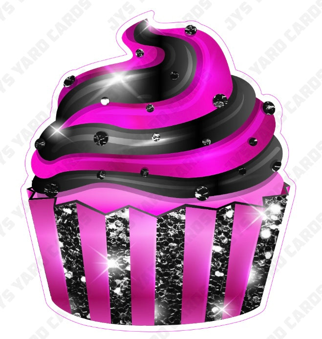 CUPCAKE: Hot Pink & Black - Yard Card Signs by JYS International