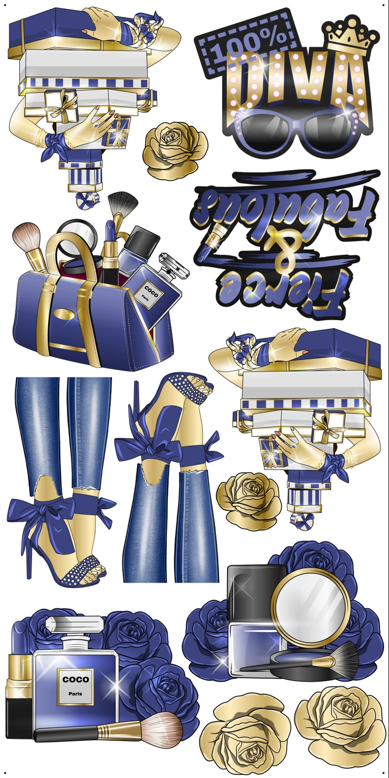 HIGH FASHION: Gold & Navy - Yard Card Signs by JYS International