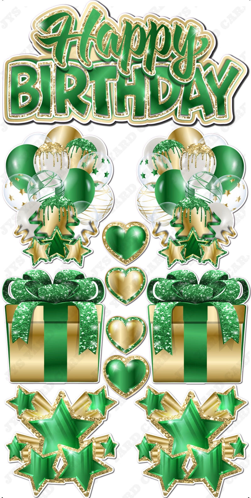 JAZZY QUICK SET: Green & Gold - Yard Card Signs by JYS International