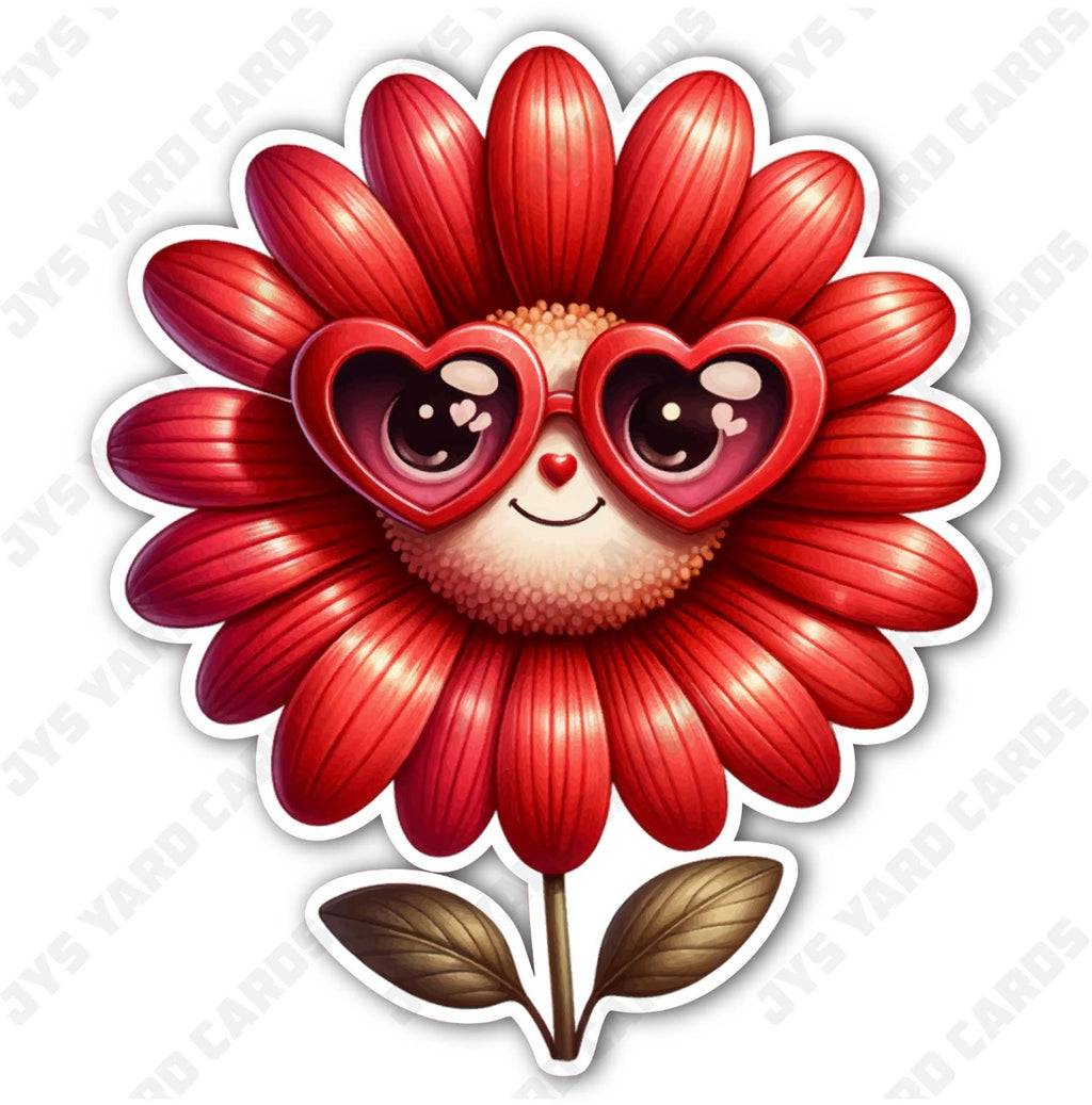 RED GROOVY FLOWER - Yard Card Signs by JYS International