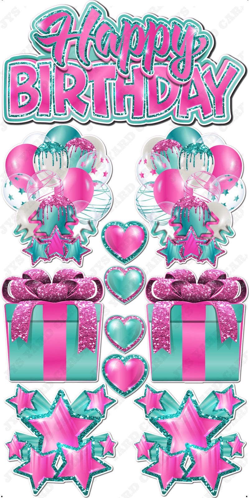 JAZZY QUICK SET: Pink & Teal - Yard Card Signs by JYS International