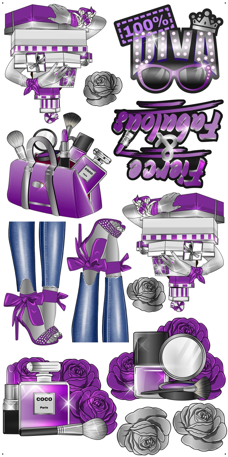 HIGH FASHION: Silver & Purple - Yard Card Signs by JYS International