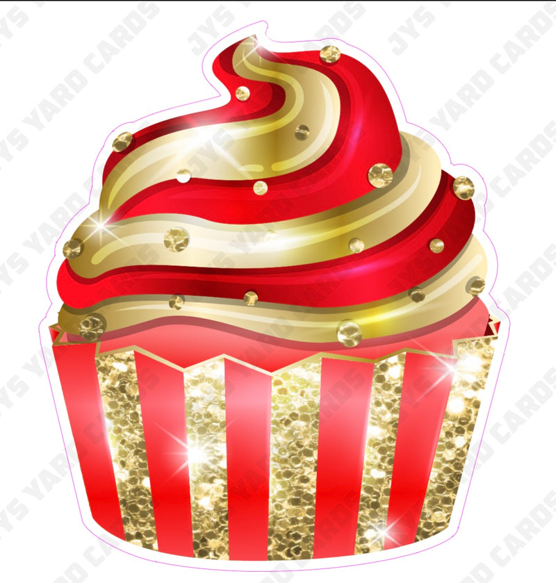 CUPCAKE: Red & Gold - Yard Card Signs by JYS International