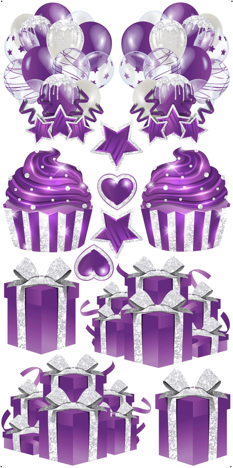 JAZZY FLAIR: Purple & White Glitter - Yard Card Signs by JYS International