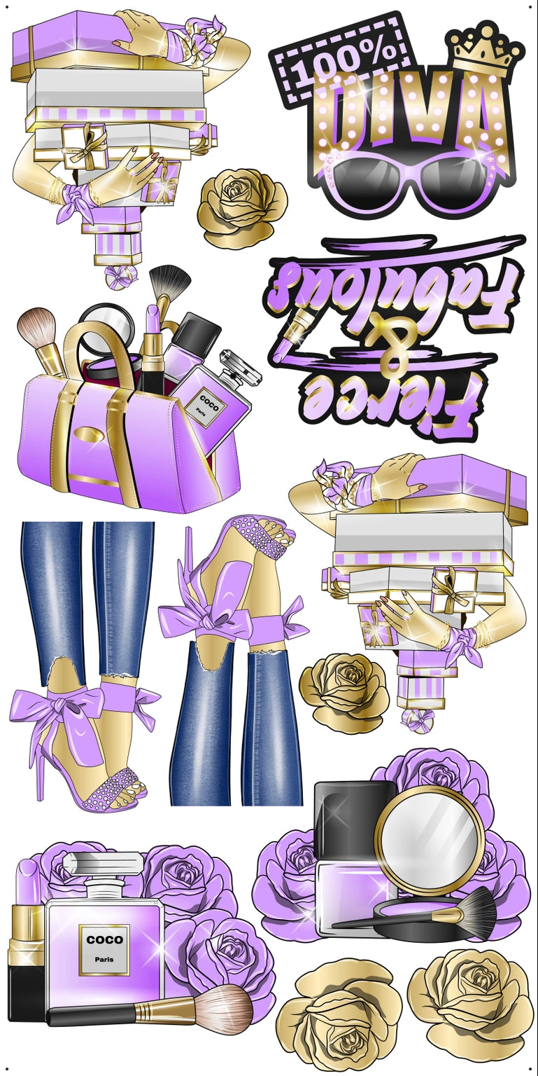 HIGH FASHION: Gold & Lavender - Yard Card Signs by JYS International