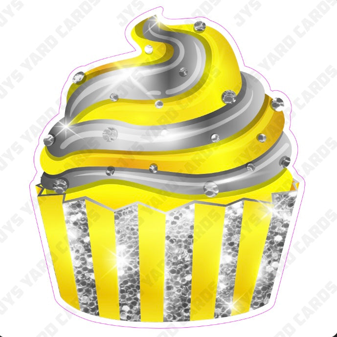 CUPCAKE: Yellow & Silver - Yard Card Signs by JYS International