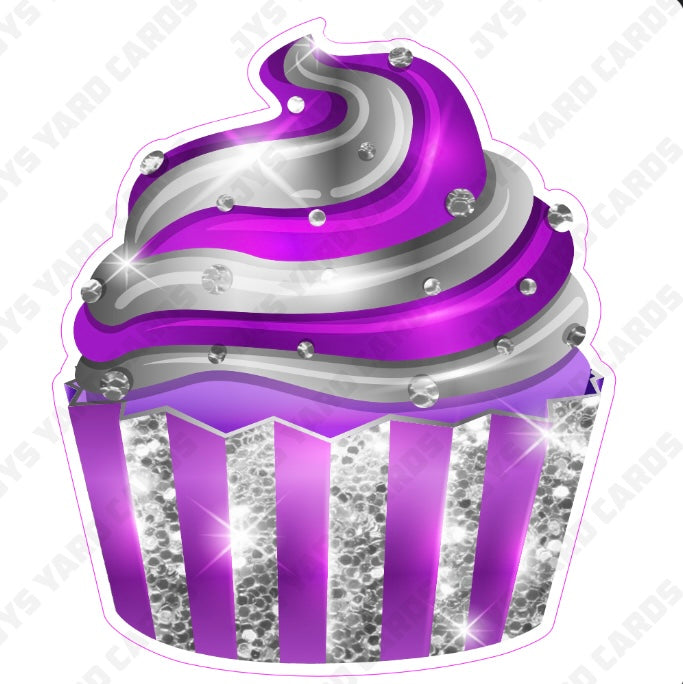 CUPCAKE: Purple & Silver - Yard Card Signs by JYS International