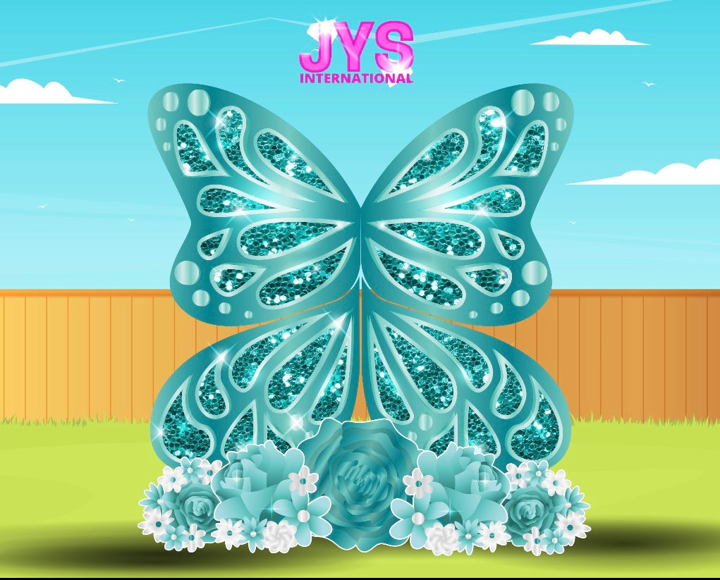 JYS BUTTERFLY CUTIE: 5FT HOT TEAL - Yard Card Signs by JYS International