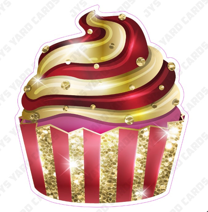 CUPCAKE: Burgundy & Gold - Yard Card Signs by JYS International