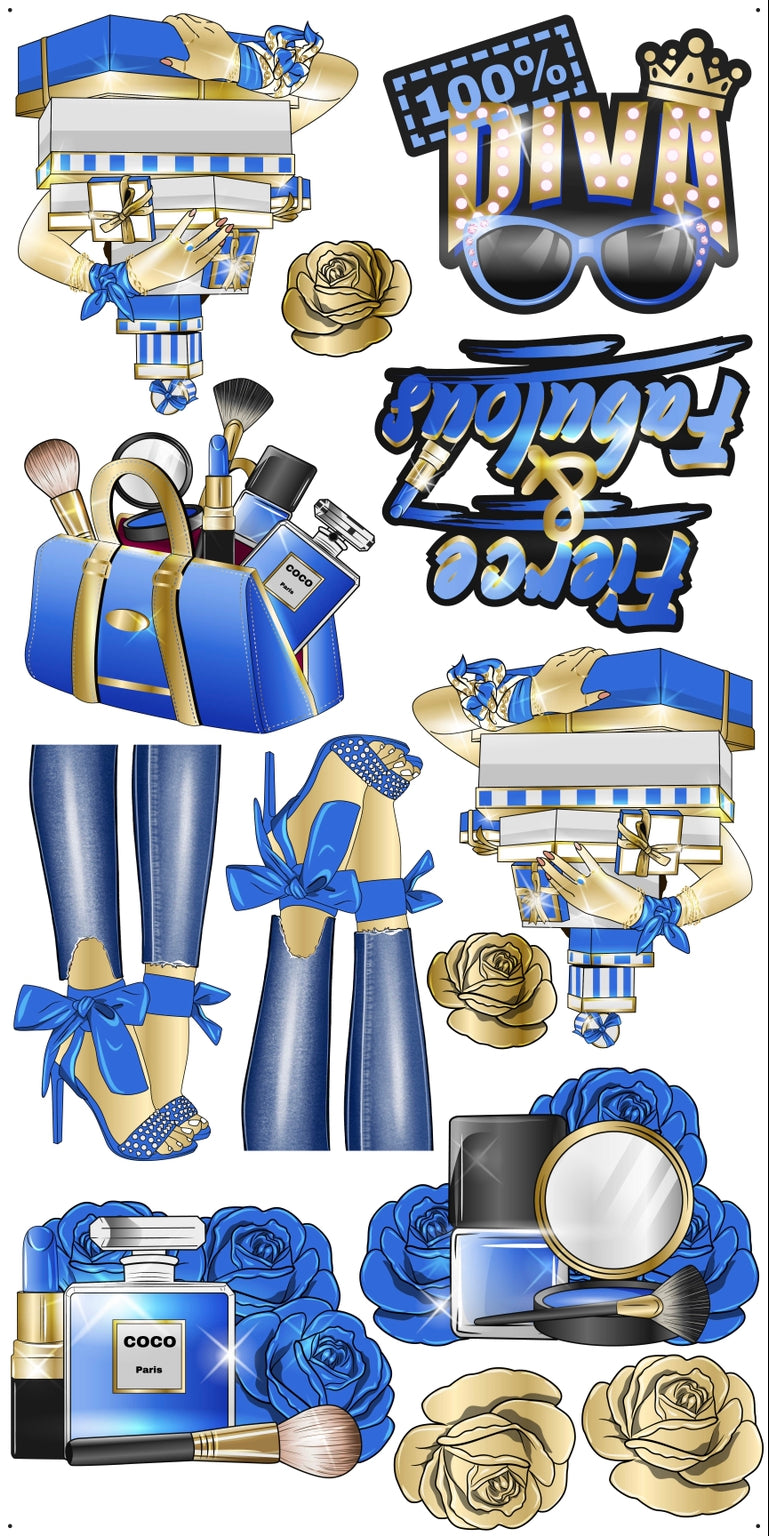 HIGH FASHION: Gold & Blue - Yard Card Signs by JYS International