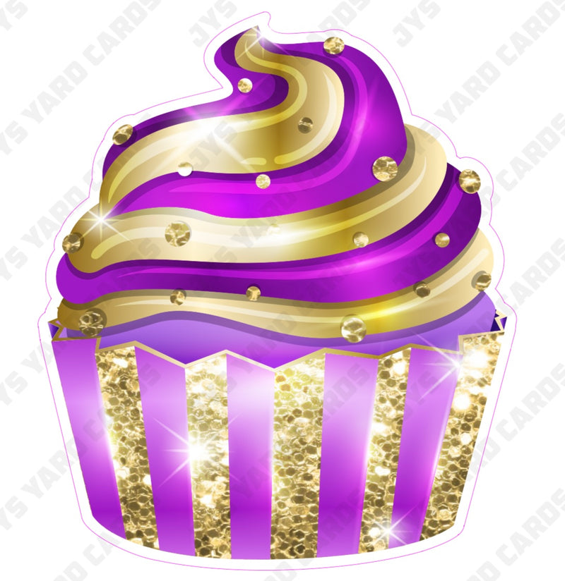 CUPCAKE: Purple & Gold - Yard Card Signs by JYS International