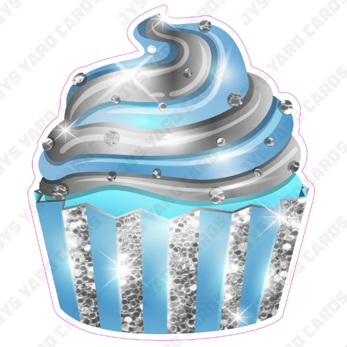 CUPCAKE: Light Blue & Silver - Yard Card Signs by JYS International