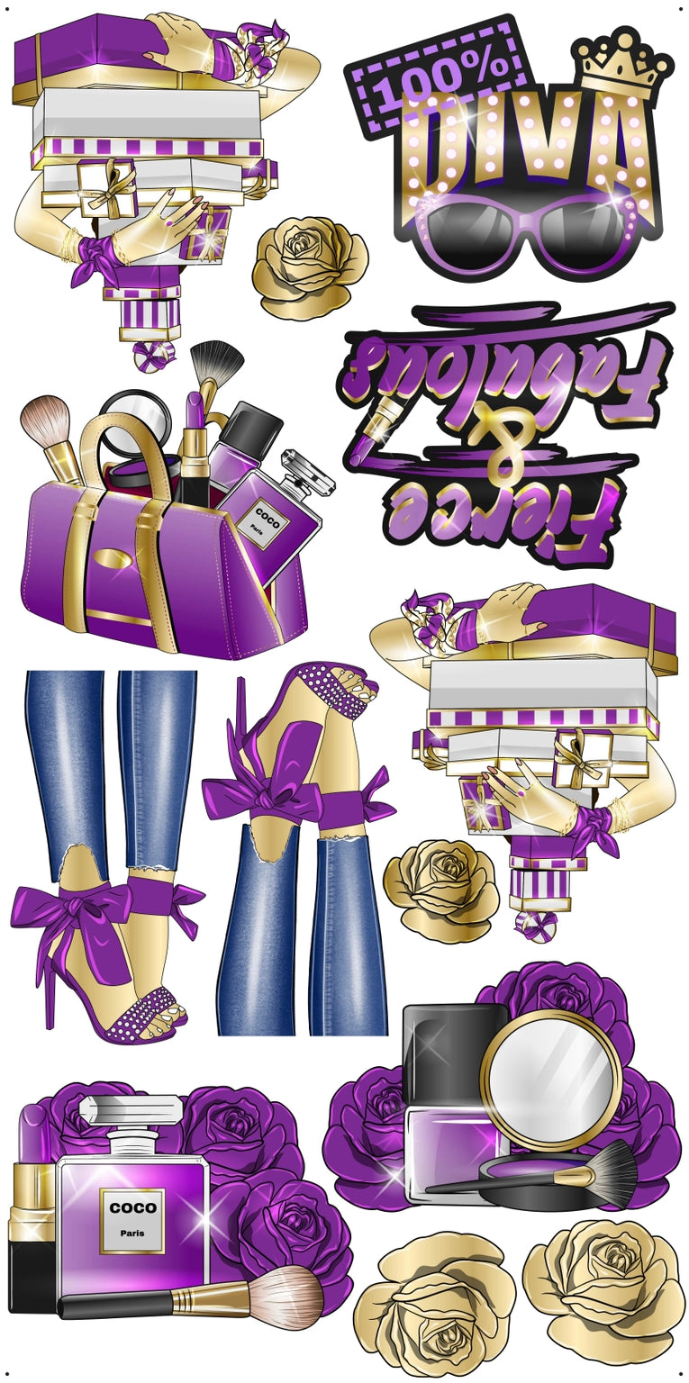 HIGH FASHION: Gold & Purple - Yard Card Signs by JYS International