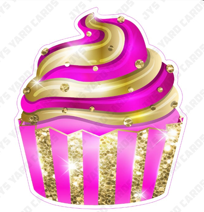 CUPCAKE: Hot Pink & Gold - Yard Card Signs by JYS International