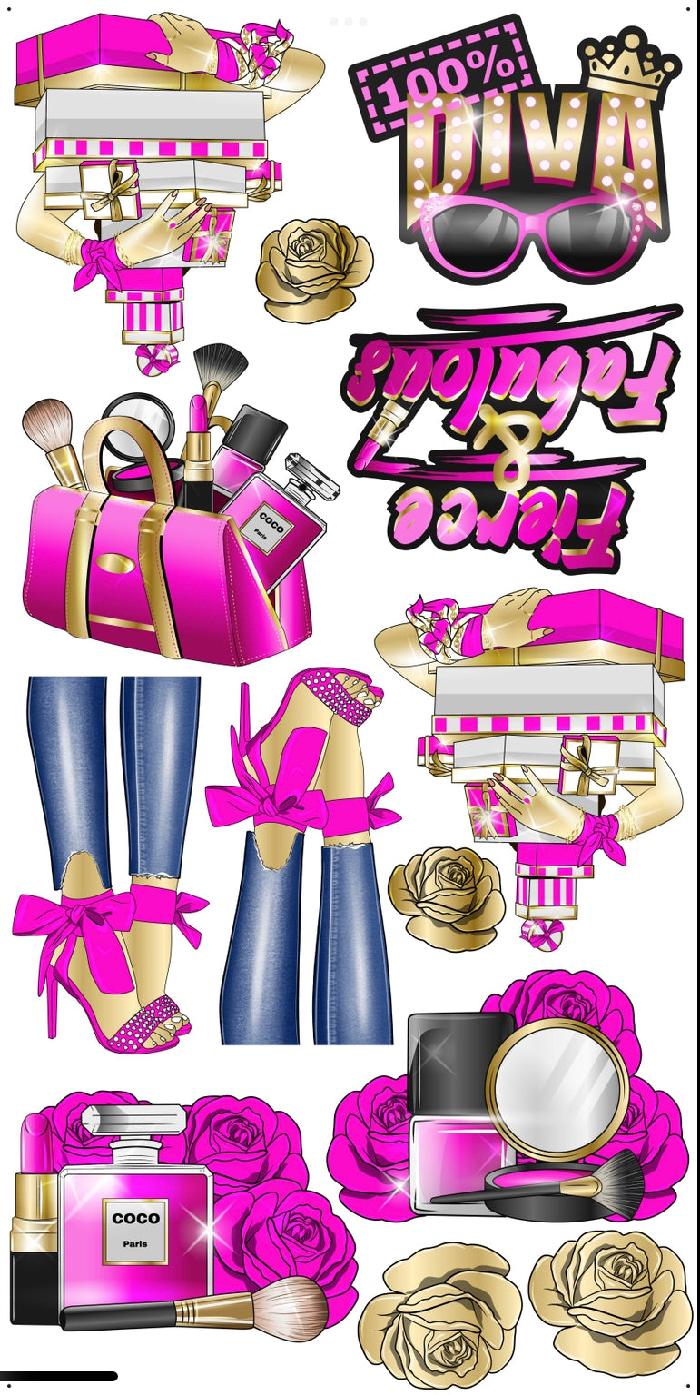 HIGH FASHION: Gold & Hot Pink - Yard Card Signs by JYS International