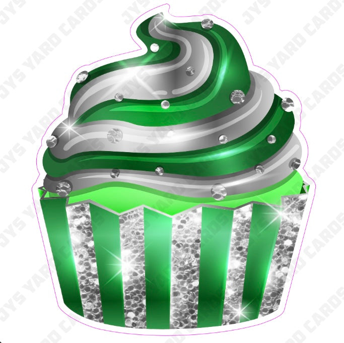 CUPCAKE: Green & Silver - Yard Card Signs by JYS International