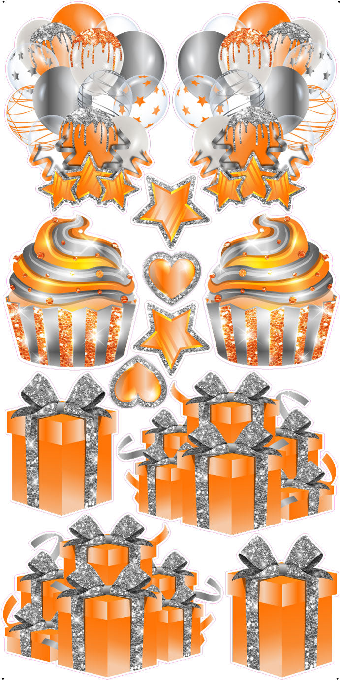 JAZZY FLAIR: Orange & Silver - Yard Card Signs by JYS International