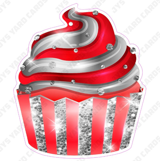 CUPCAKE: Red & Silver - Yard Card Signs by JYS International