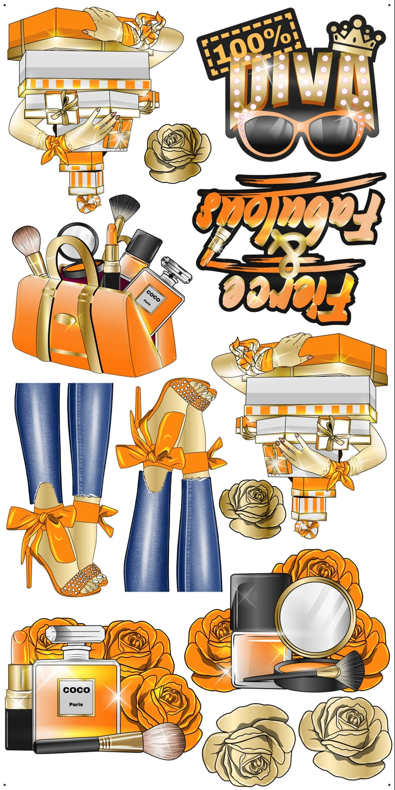 HIGH FASHION: Gold & Orange - Yard Card Signs by JYS International