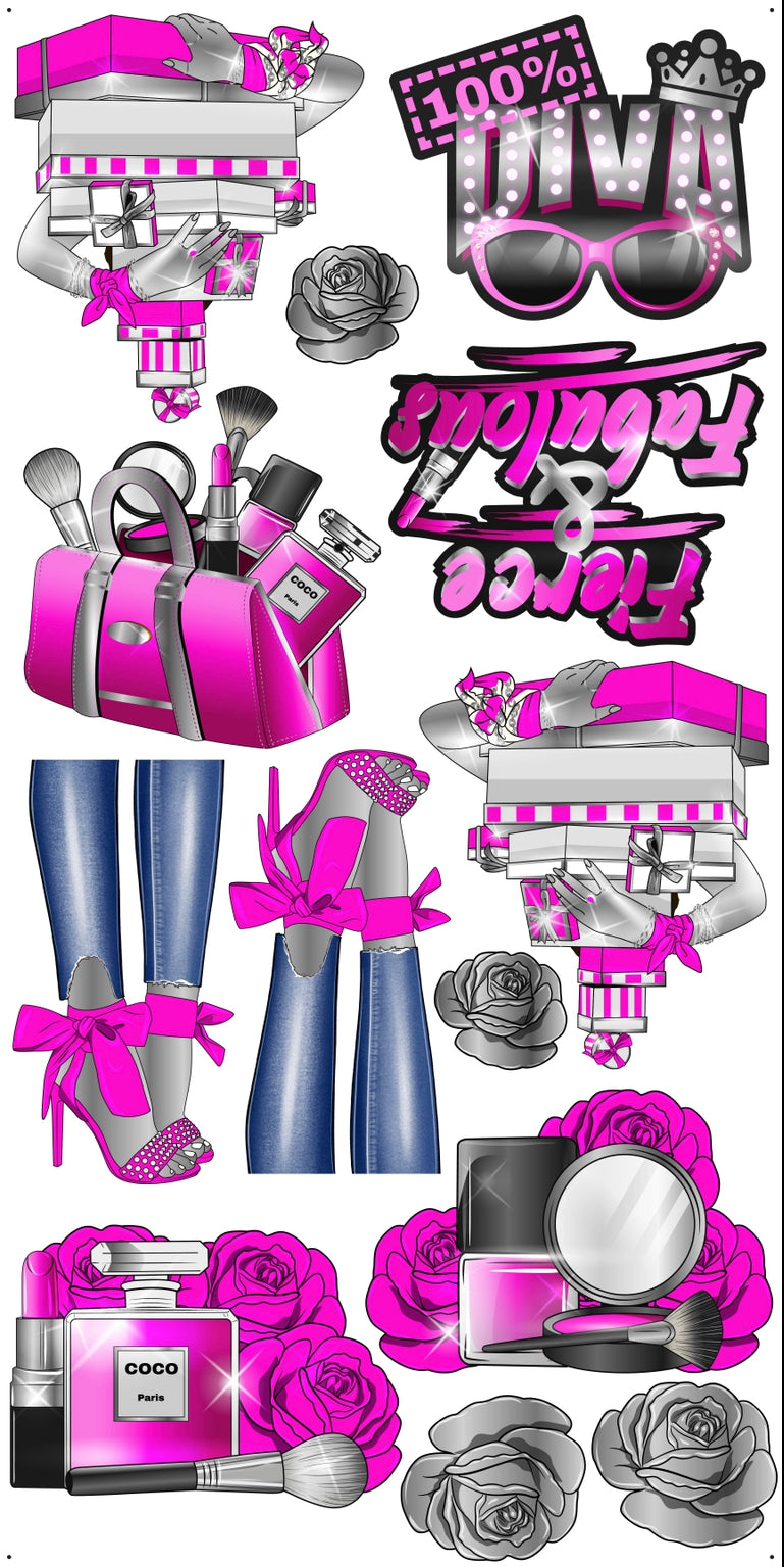 HIGH FASHION: Silver & Hot Pink - Yard Card Signs by JYS International