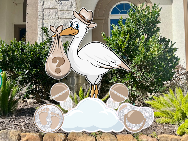 BABY STORK (4FT): GENDER NEUTRAL - Yard Card Signs by JYS International