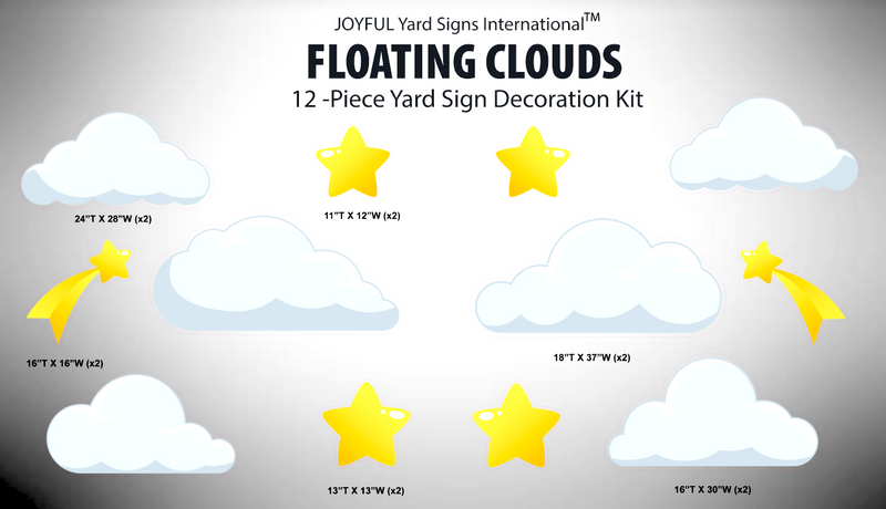 FLOATING CLOUDS & STARS - Yard Card Signs by JYS International