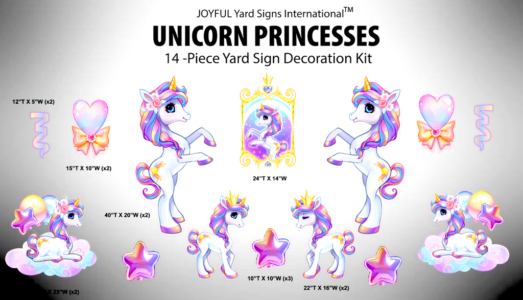 PASTEL UNICORNS - Yard Card Signs by JYS International