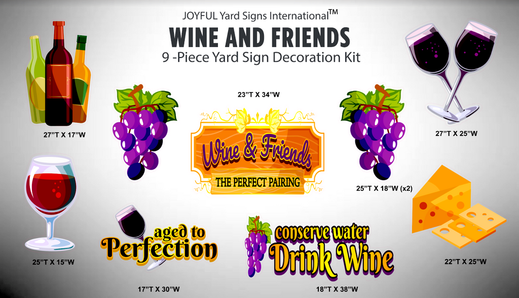 WINE & FRIENDS - Yard Card Signs by JYS International