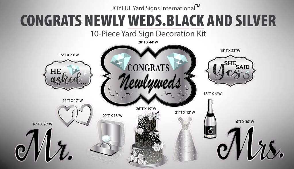 CONGRATS NEWLY WEDS QUICK SET (MULTIPLE COLORS) - Yard Card Signs by JYS International