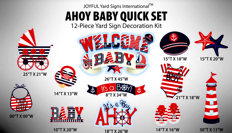 AHOY! IT'S A BOY QUICK SET - Yard Card Signs by JYS International