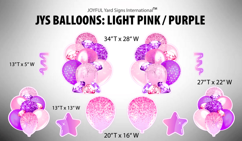 JYS BALLOONS: LIGHT PINK & PURPLE - Yard Card Signs by JYS International