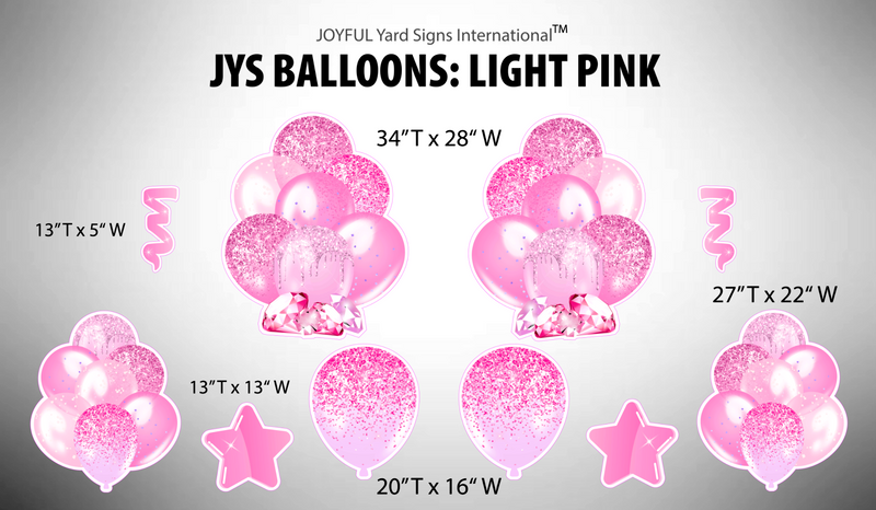 JYS BALLOONS: LIGHT PINK - Yard Card Signs by JYS International