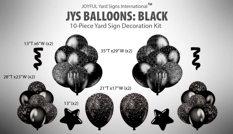 JYS BALLOONS: BLACK - Yard Card Signs by JYS International