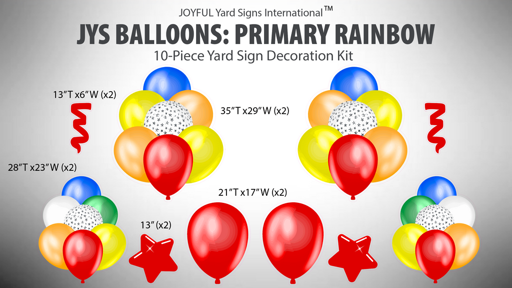 JYS BALLOONS: PRIMARY RAINBOW - Yard Card Signs by JYS International