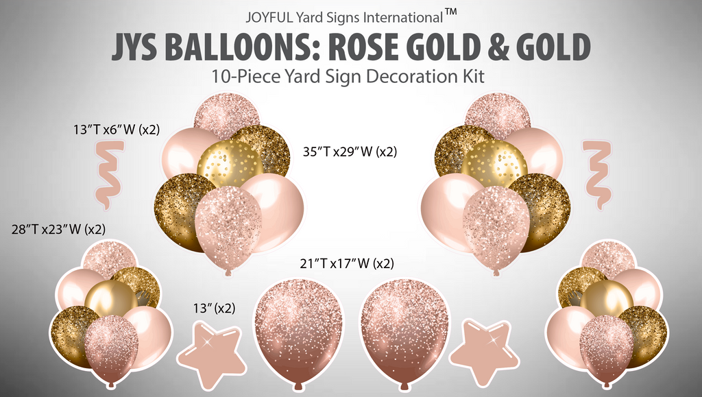 JYS BALLOONS: ROSE GOLD & GOLD - Yard Card Signs by JYS International