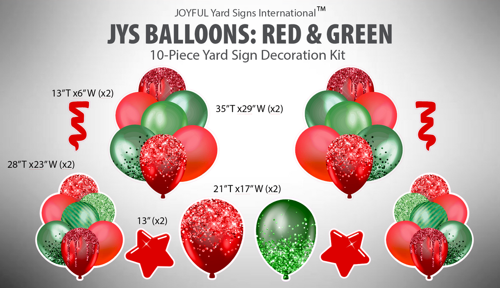 JYS BALLOONS: RED & GREEN - Yard Card Signs by JYS International