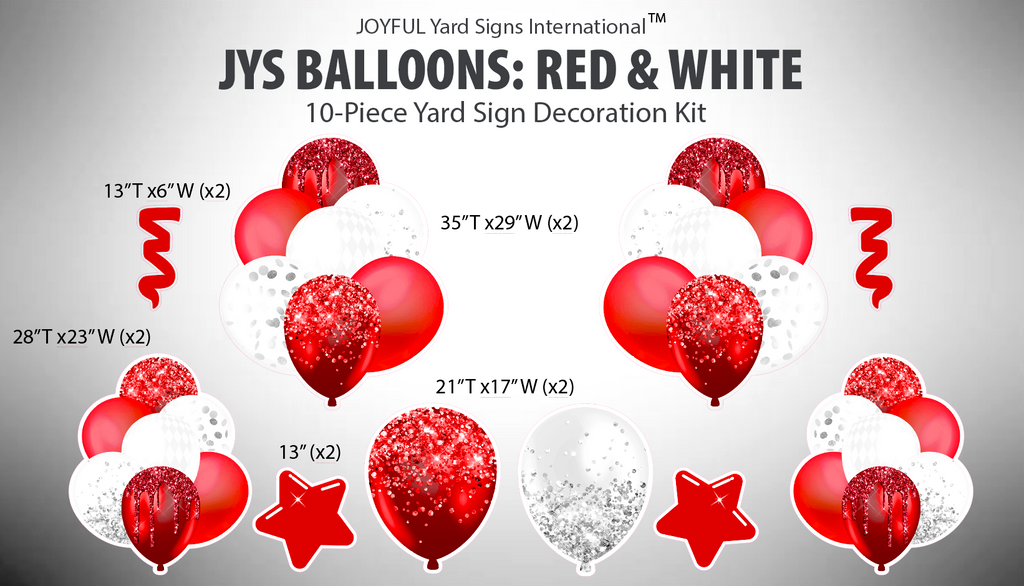 JYS BALLOONS: RED & WHITE - Yard Card Signs by JYS International